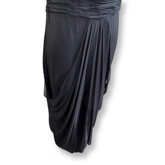 [[ SAJA ]] Elegant, Layered Drape Black Silk Maxi Dress :: 8 - Picture 13 of 15